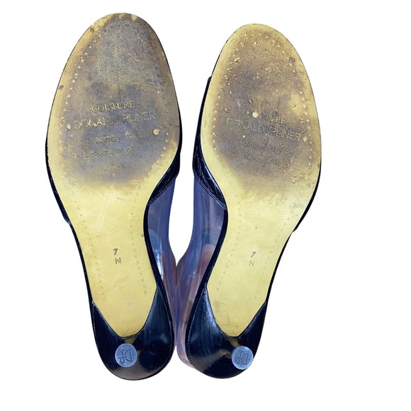 Donald J Pliner Couture‎ Black Leather Mules Kitten Heels Sandals Size 7N - Picture 12 of 14
